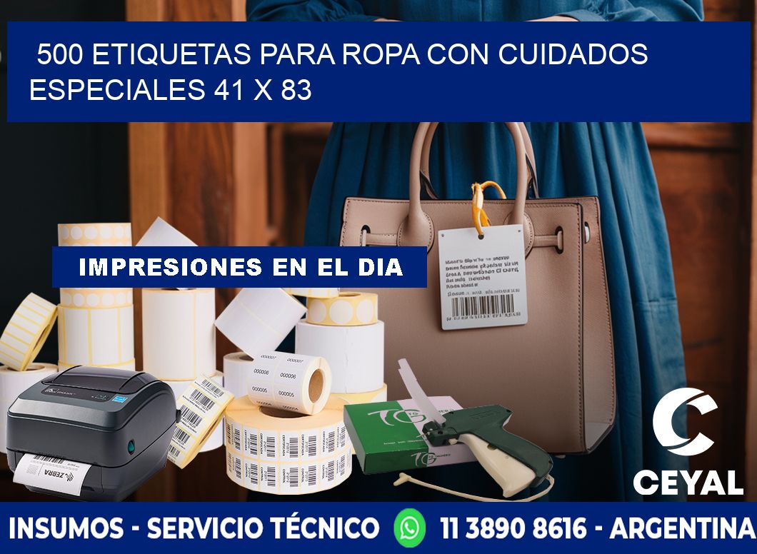 500 ETIQUETAS PARA ROPA CON CUIDADOS ESPECIALES 41 x 83
