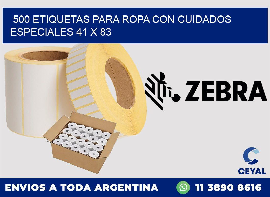 500 ETIQUETAS PARA ROPA CON CUIDADOS ESPECIALES 41 x 83