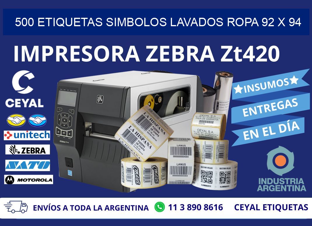 500 ETIQUETAS SIMBOLOS LAVADOS ROPA 92 x 94