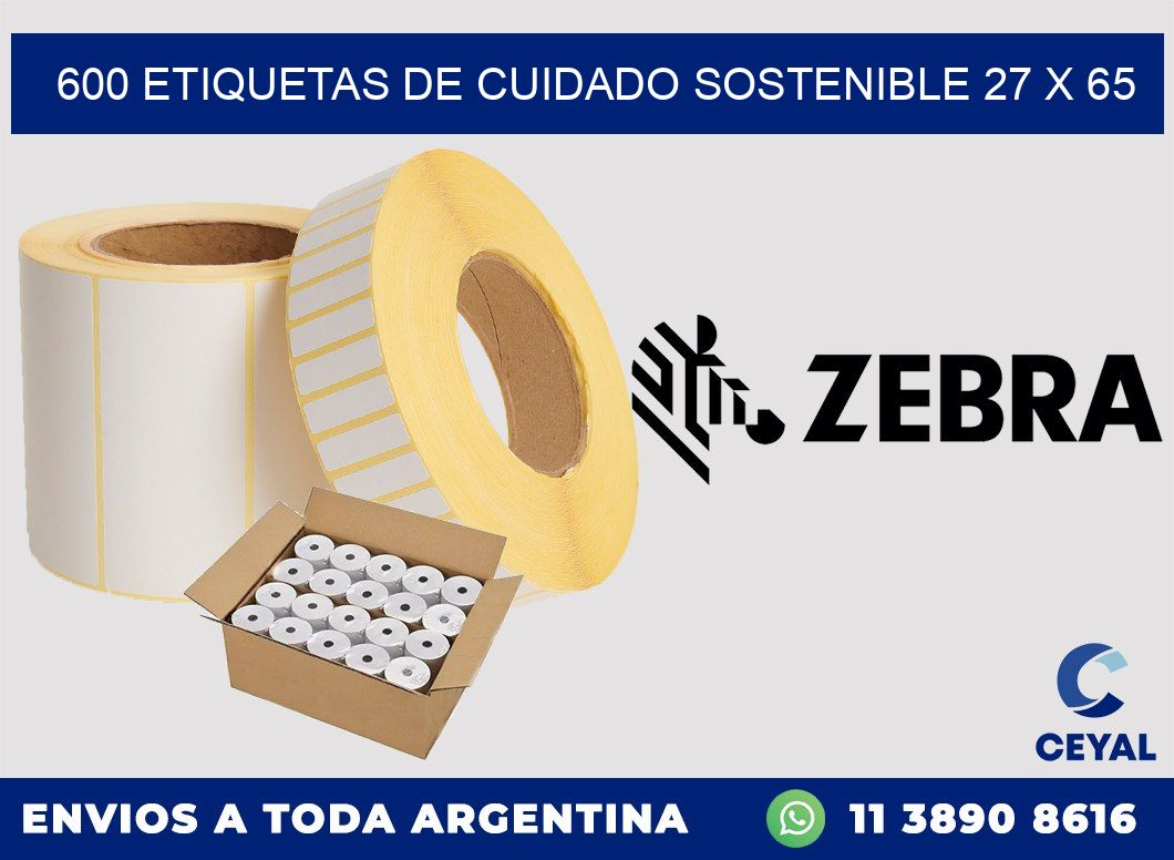 600 ETIQUETAS DE CUIDADO SOSTENIBLE 27 x 65