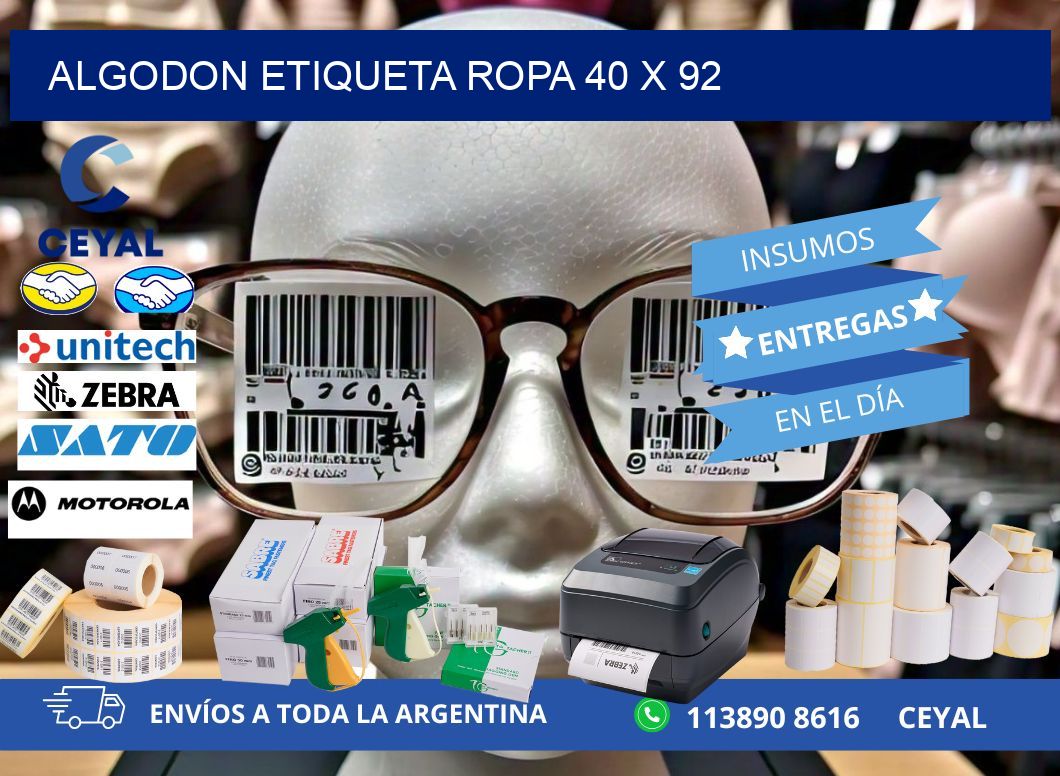 ALGODON ETIQUETA ROPA 40 x 92