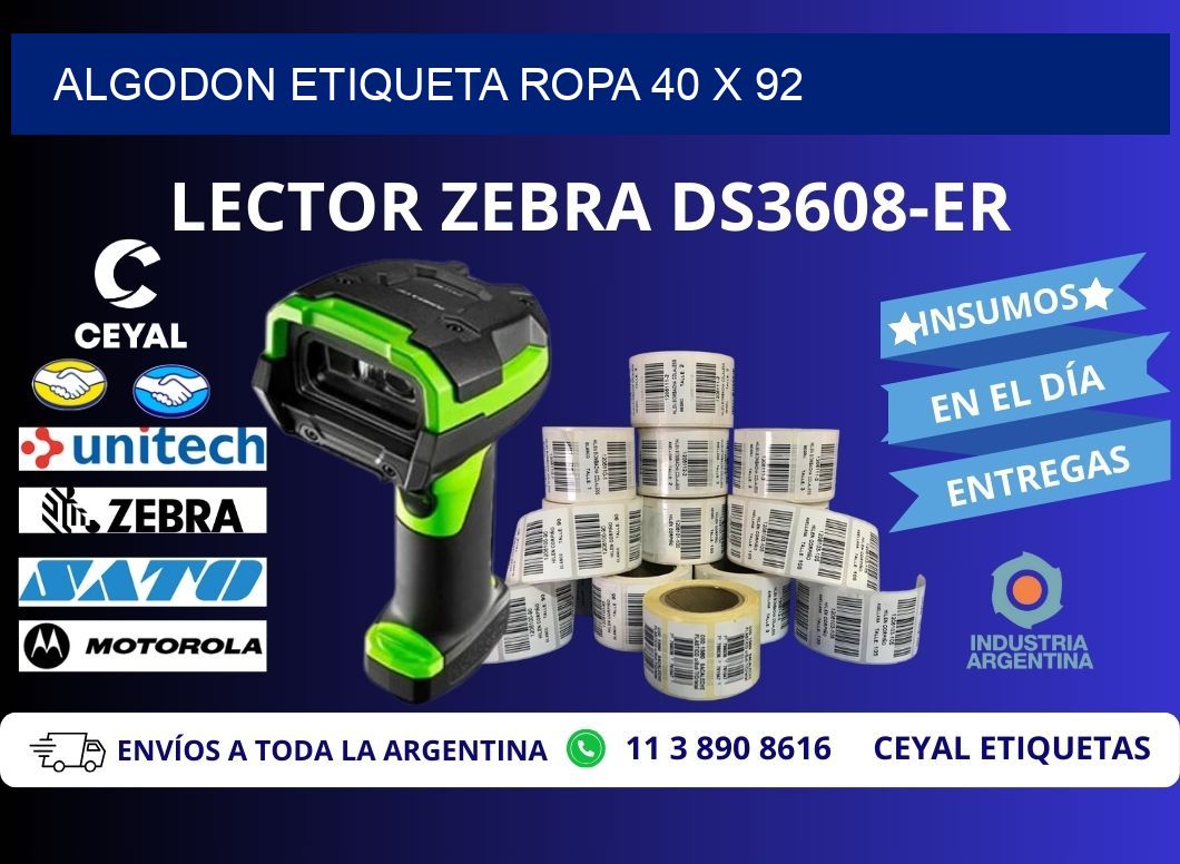 ALGODON ETIQUETA ROPA 40 x 92