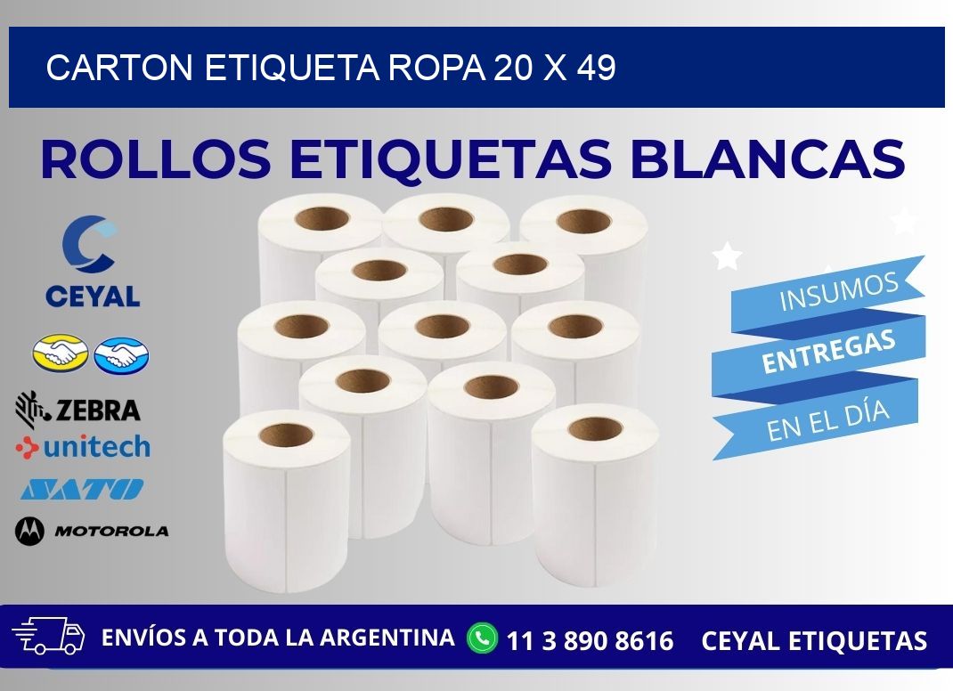 CARTON ETIQUETA ROPA 20 x 49