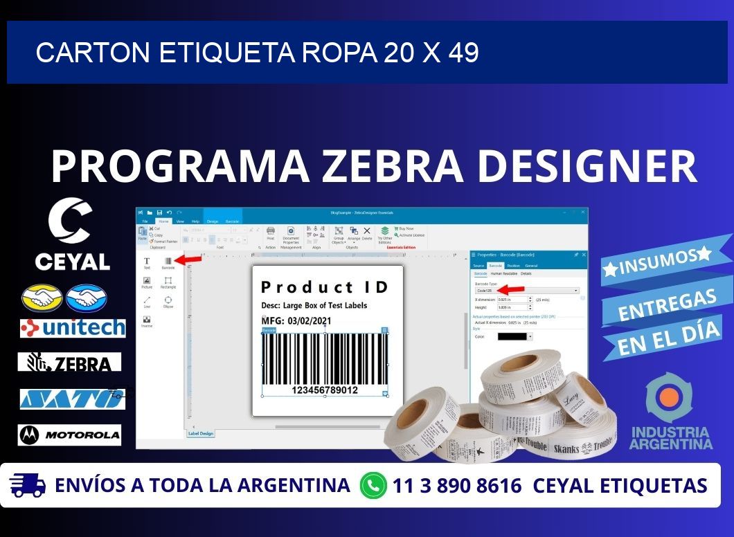 CARTON ETIQUETA ROPA 20 x 49