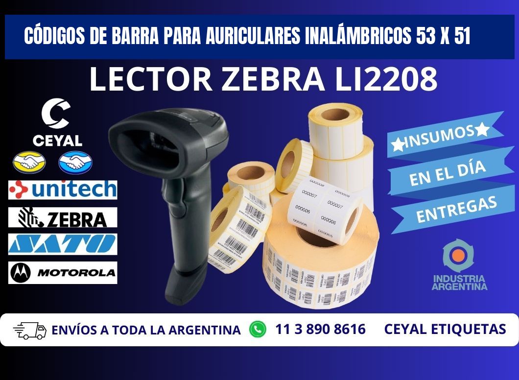 CÓDIGOS DE BARRA PARA AURICULARES INALÁMBRICOS 53 x 51