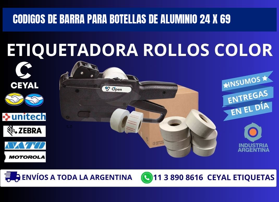 CODIGOS DE BARRA PARA BOTELLAS DE ALUMINIO 24 x 69