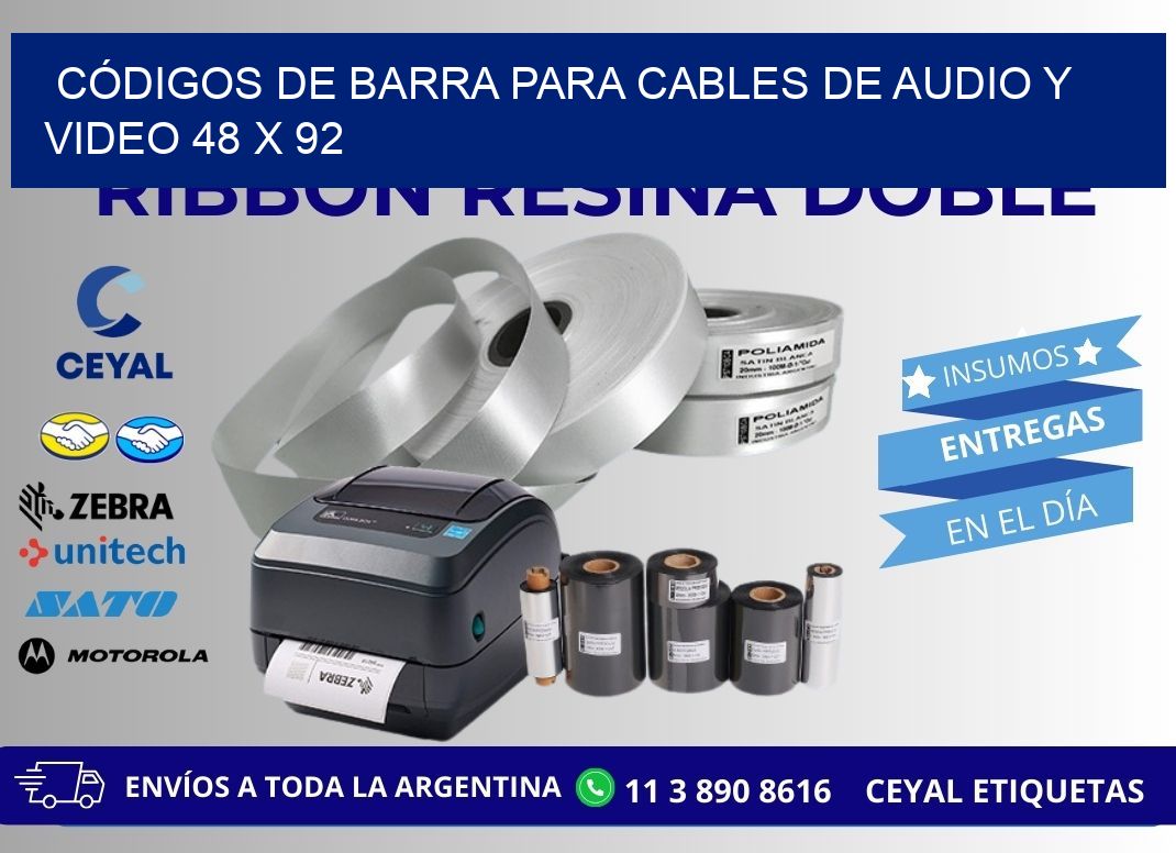 CÓDIGOS DE BARRA PARA CABLES DE AUDIO Y VIDEO 48 x 92