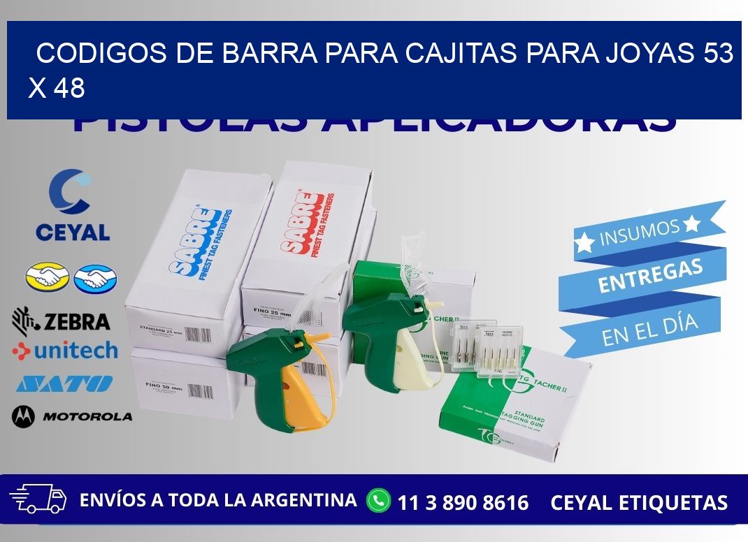 CODIGOS DE BARRA PARA CAJITAS PARA JOYAS 53 x 48