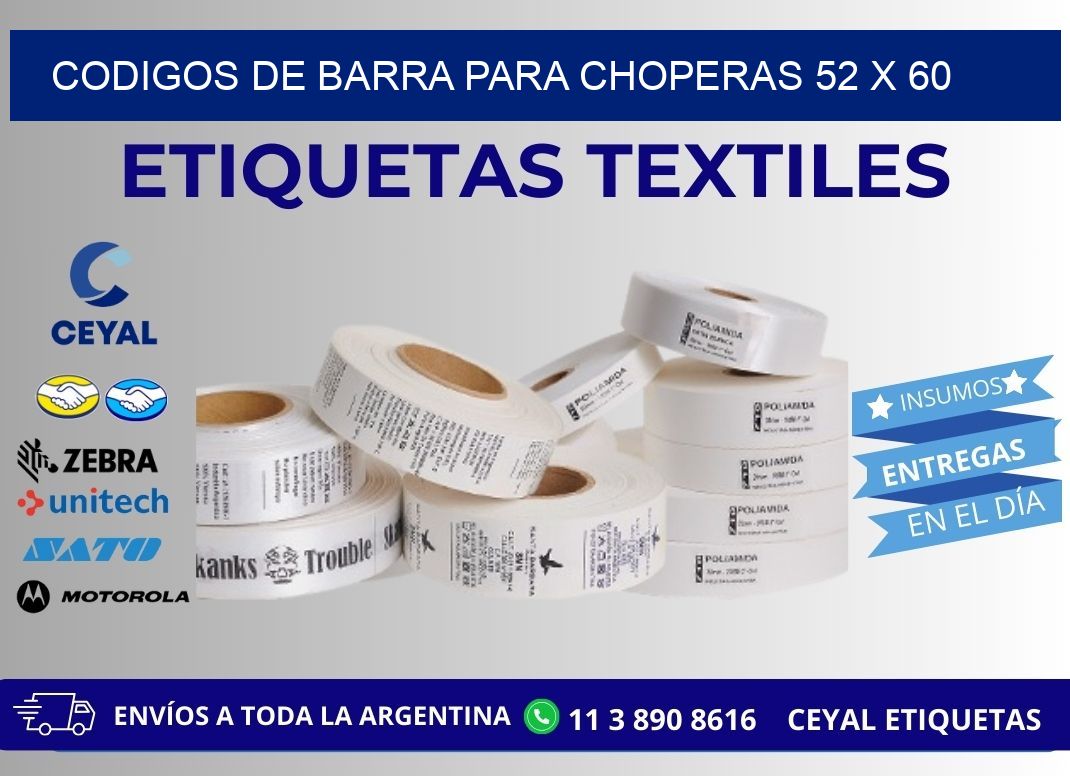 CODIGOS DE BARRA PARA CHOPERAS 52 x 60