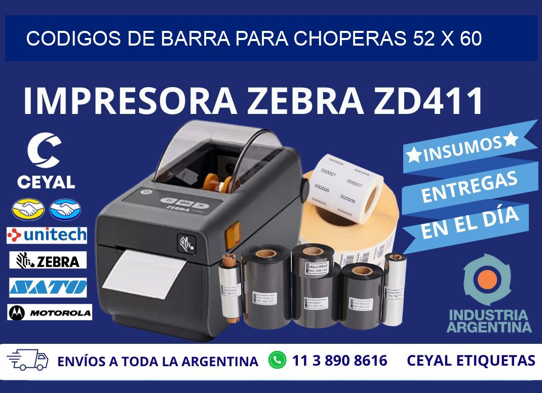 CODIGOS DE BARRA PARA CHOPERAS 52 x 60