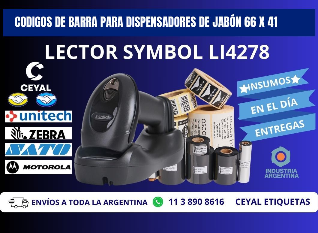 CODIGOS DE BARRA PARA DISPENSADORES DE JABÓN 66 x 41