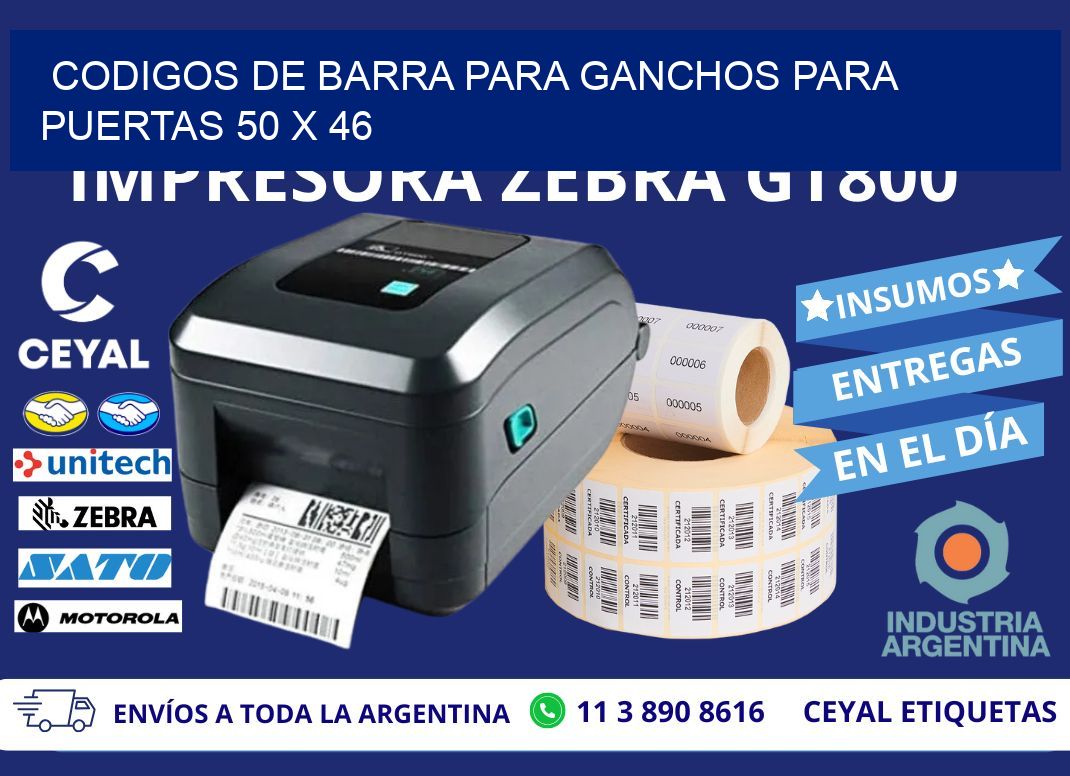 CODIGOS DE BARRA PARA GANCHOS PARA PUERTAS 50 x 46