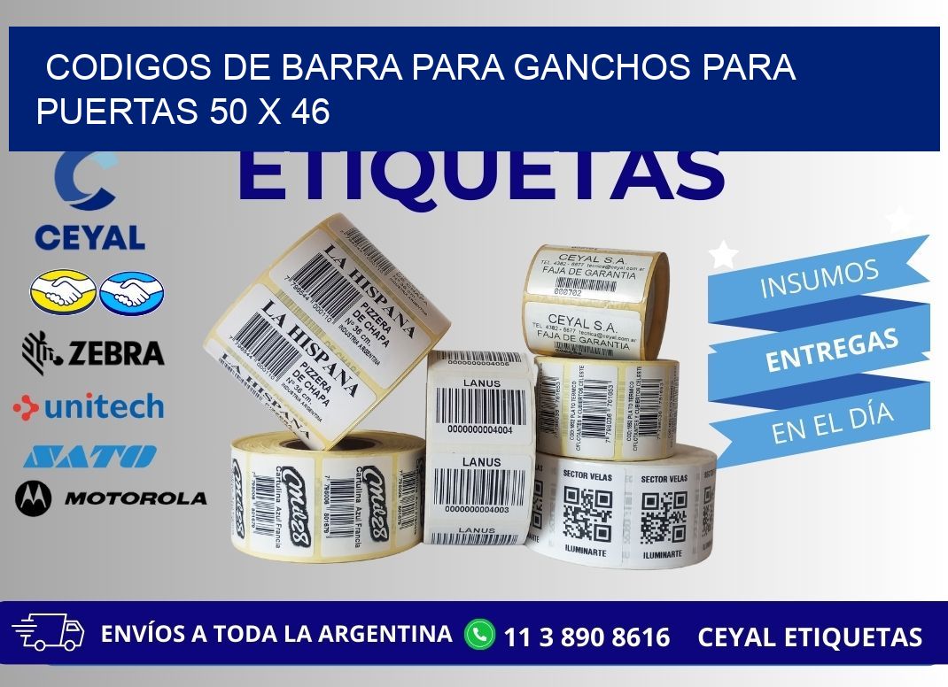 CODIGOS DE BARRA PARA GANCHOS PARA PUERTAS 50 x 46