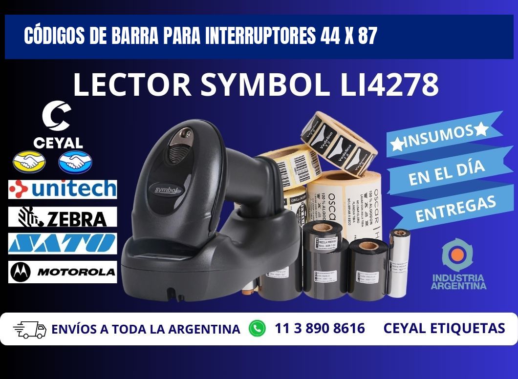 CÓDIGOS DE BARRA PARA INTERRUPTORES 44 x 87