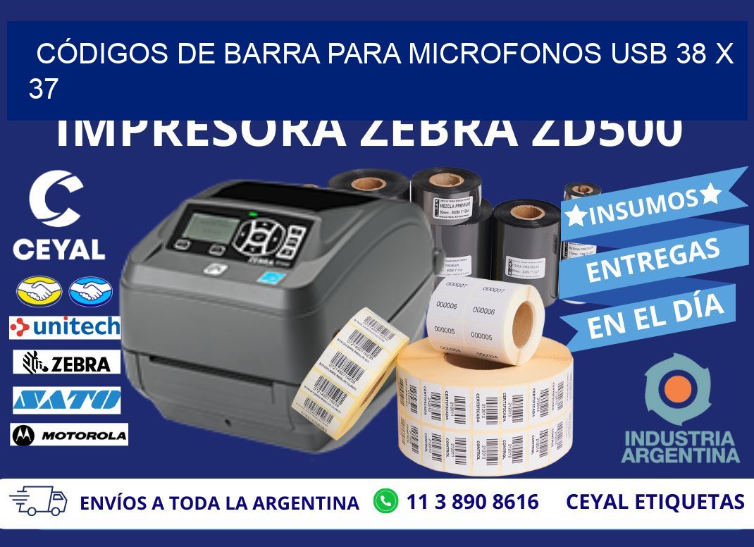 CÓDIGOS DE BARRA PARA MICROFONOS USB 38 x 37