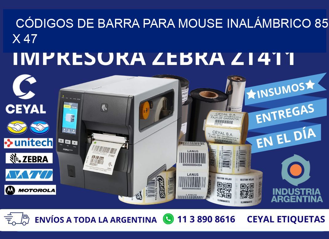 CÓDIGOS DE BARRA PARA MOUSE INALÁMBRICO 85 x 47