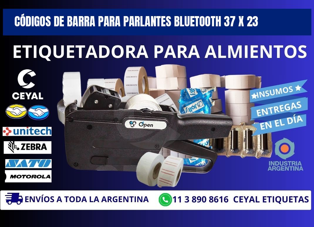 CÓDIGOS DE BARRA PARA PARLANTES BLUETOOTH 37 x 23