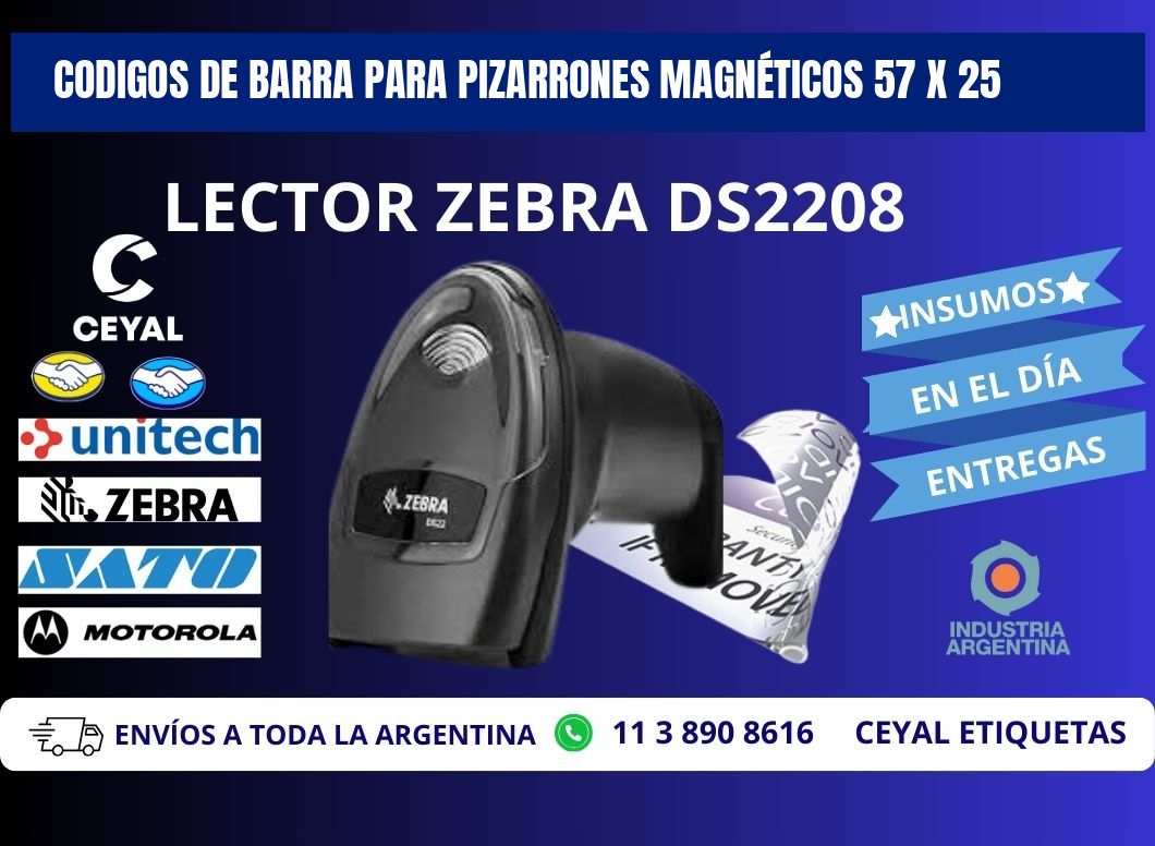 CODIGOS DE BARRA PARA PIZARRONES MAGNÉTICOS 57 x 25