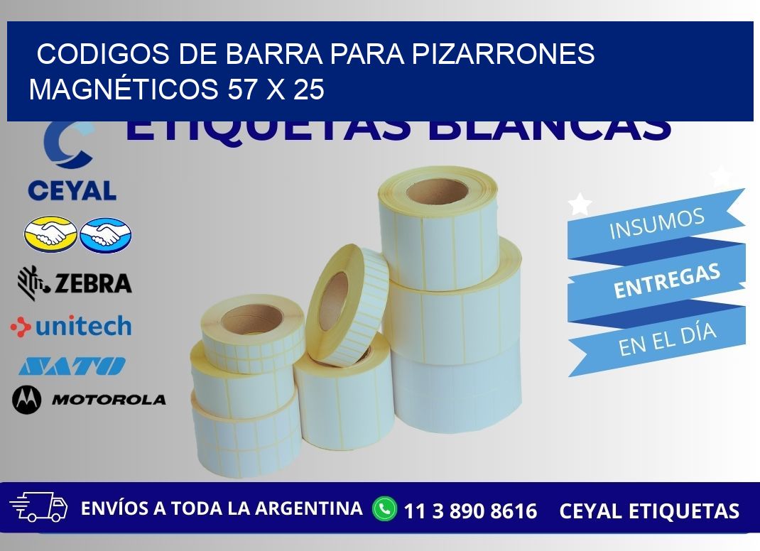 CODIGOS DE BARRA PARA PIZARRONES MAGNÉTICOS 57 x 25