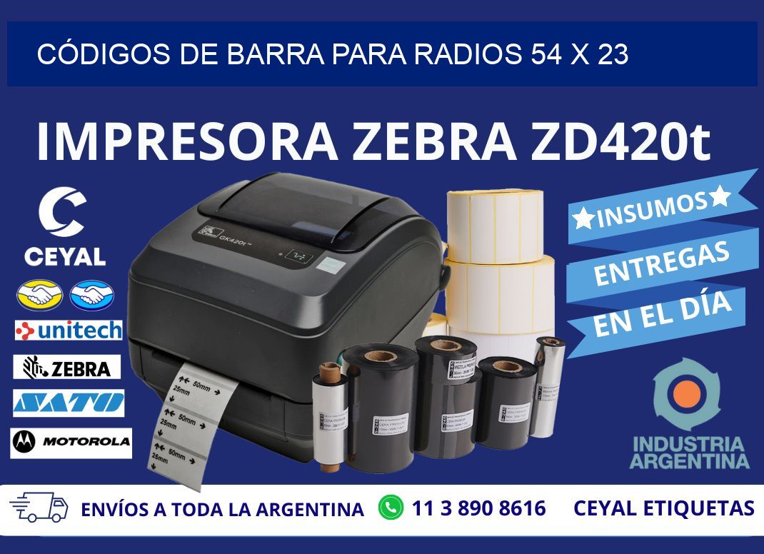 CÓDIGOS DE BARRA PARA RADIOS 54 x 23