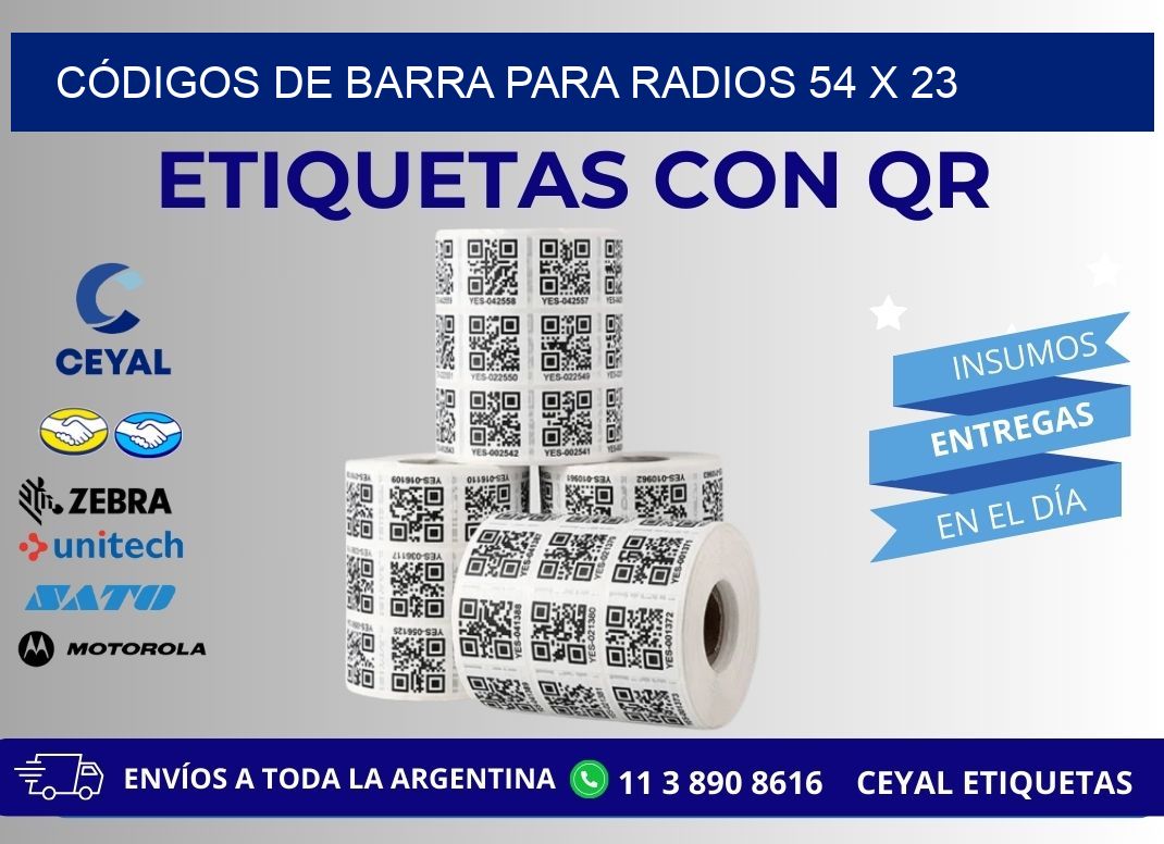 CÓDIGOS DE BARRA PARA RADIOS 54 x 23