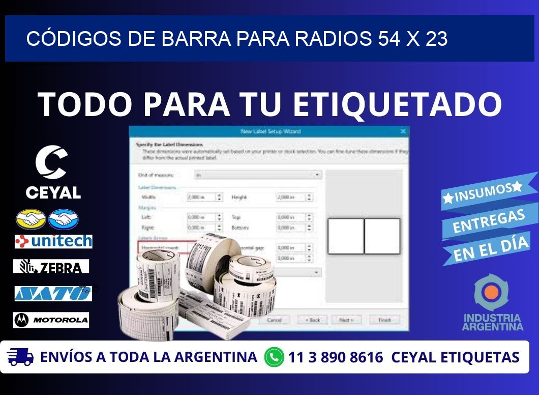 CÓDIGOS DE BARRA PARA RADIOS 54 x 23