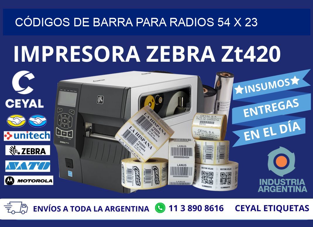 CÓDIGOS DE BARRA PARA RADIOS 54 x 23