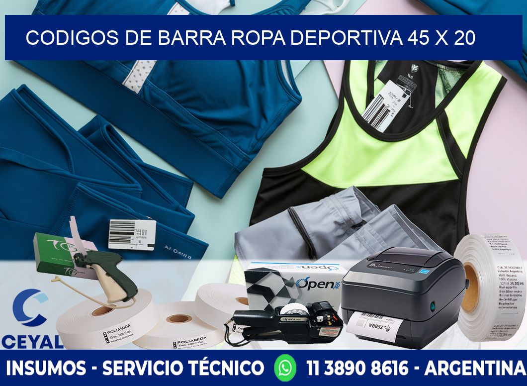 CODIGOS DE BARRA ROPA DEPORTIVA 45 x 20