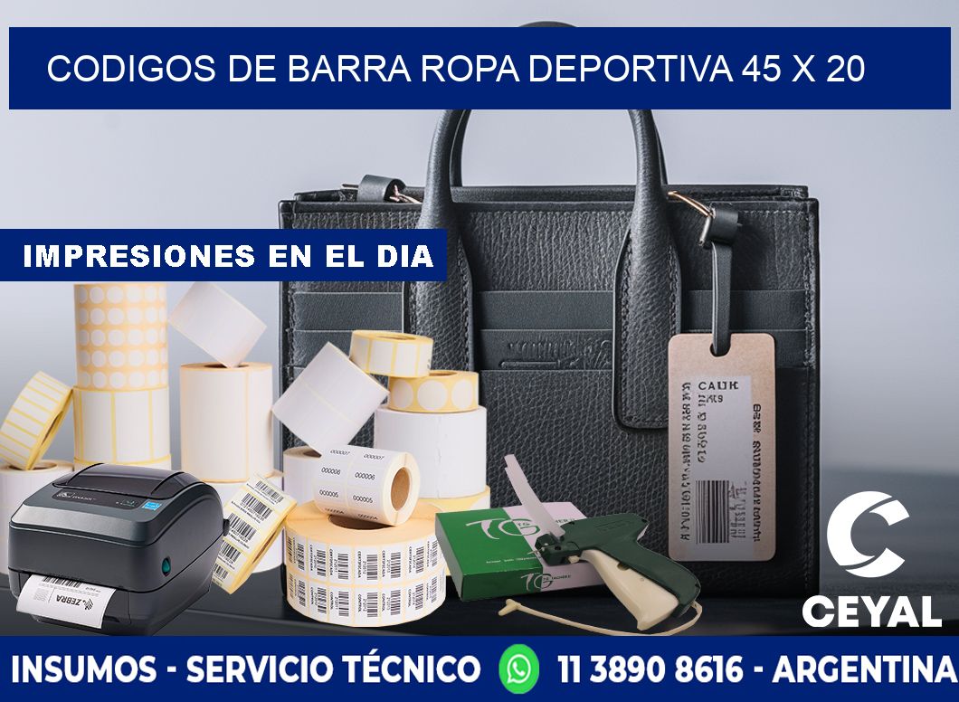 CODIGOS DE BARRA ROPA DEPORTIVA 45 x 20