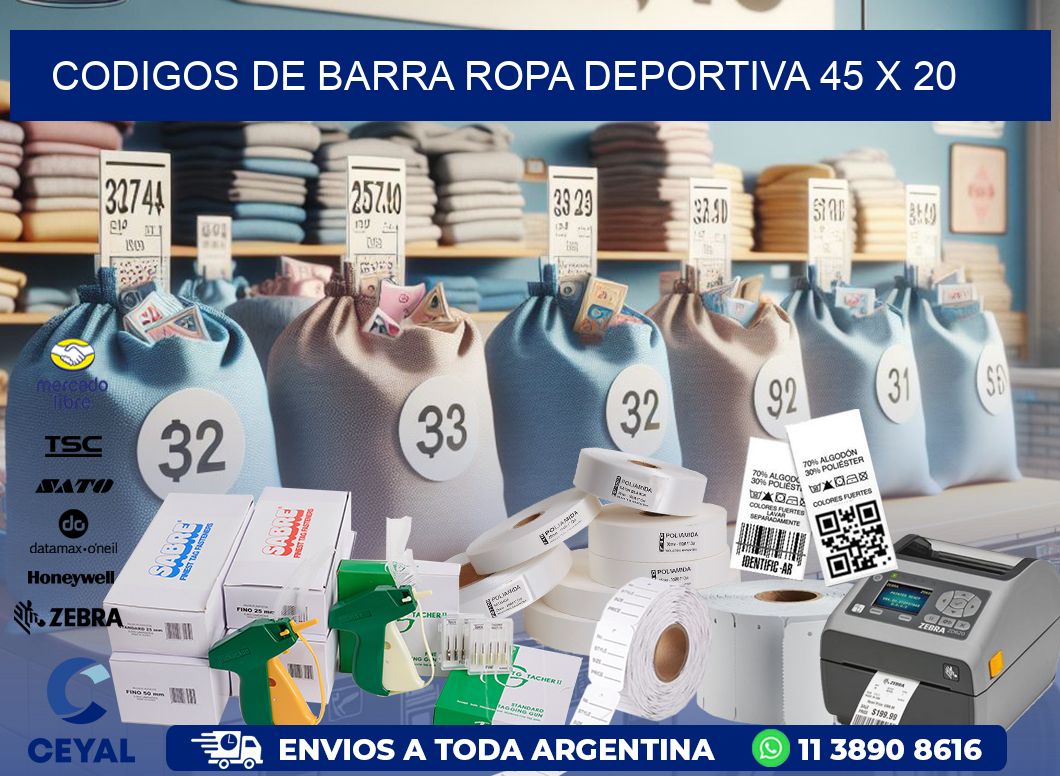 CODIGOS DE BARRA ROPA DEPORTIVA 45 x 20