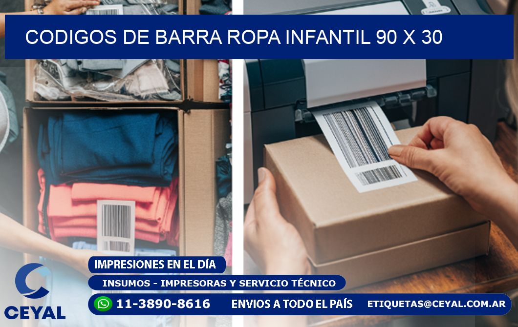 CODIGOS DE BARRA ROPA INFANTIL 90 x 30