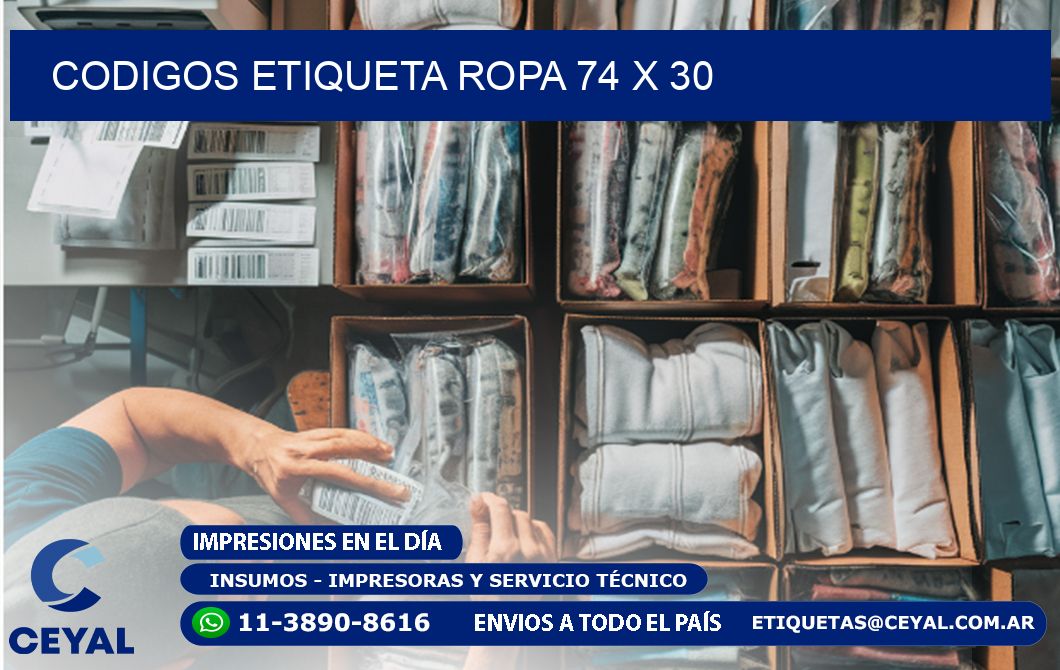 CODIGOS ETIQUETA ROPA 74 x 30