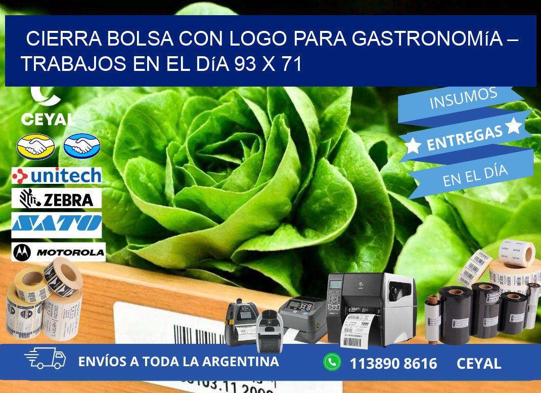 Cierra bolsa con logo para gastronomía – Trabajos en el día 93 x 71