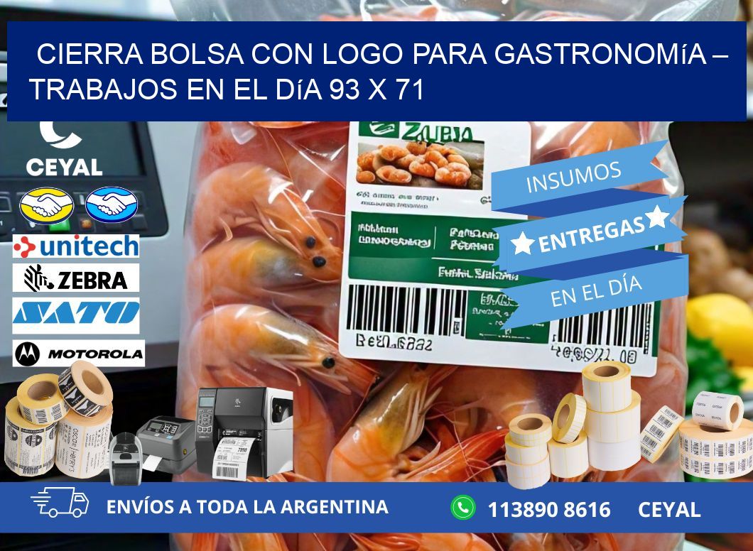 Cierra bolsa con logo para gastronomía – Trabajos en el día 93 x 71