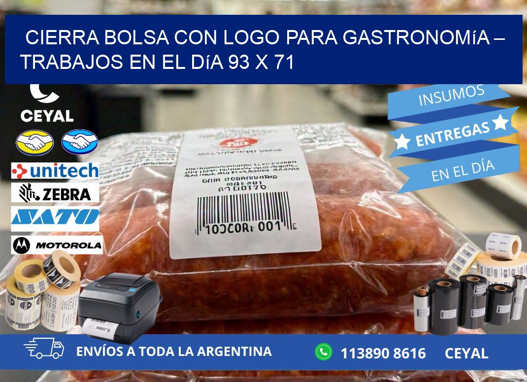 Cierra bolsa con logo para gastronomía – Trabajos en el día 93 x 71