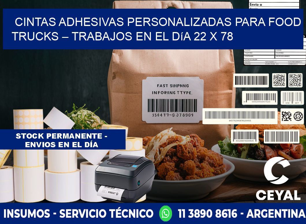 Cintas adhesivas personalizadas para food trucks – Trabajos en el día 22 x 78