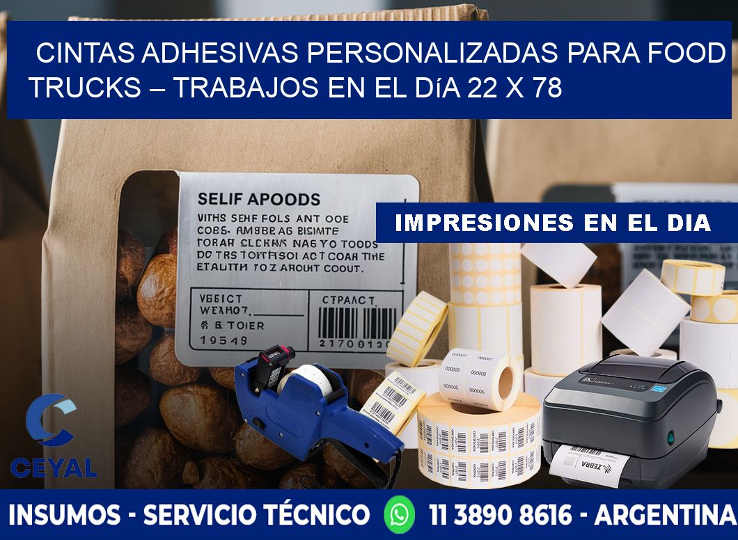 Cintas adhesivas personalizadas para food trucks – Trabajos en el día 22 x 78