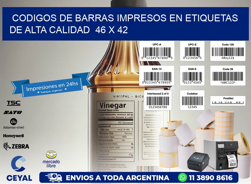 Codigos de Barras Impresos en Etiquetas de Alta Calidad  46 x 42