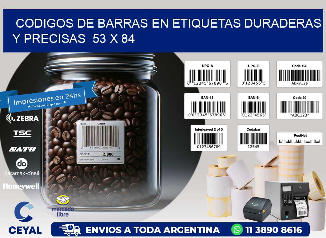 Codigos de Barras en Etiquetas Duraderas y Precisas  53 x 84
