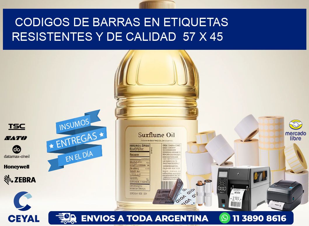 Codigos de Barras en Etiquetas Resistentes y de Calidad  57 x 45