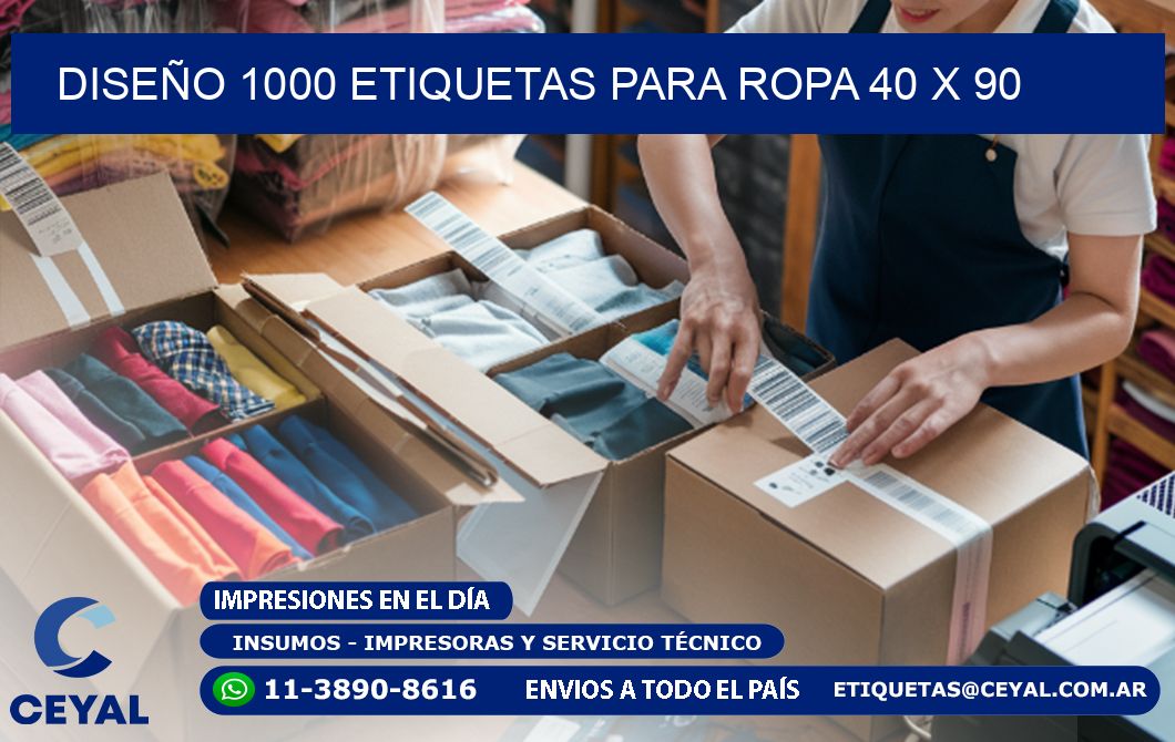 DISEÑO 1000 ETIQUETAS PARA ROPA 40 x 90