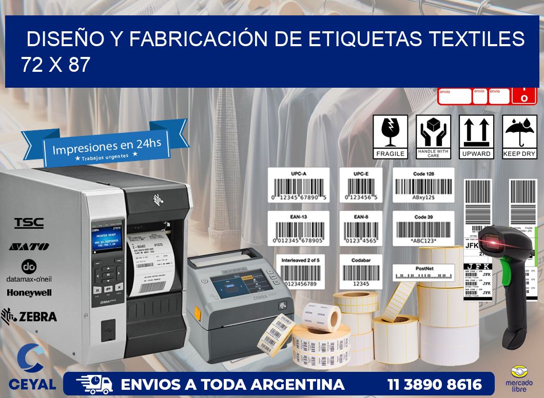 DISEÑO Y FABRICACIÓN DE ETIQUETAS TEXTILES 72 x 87