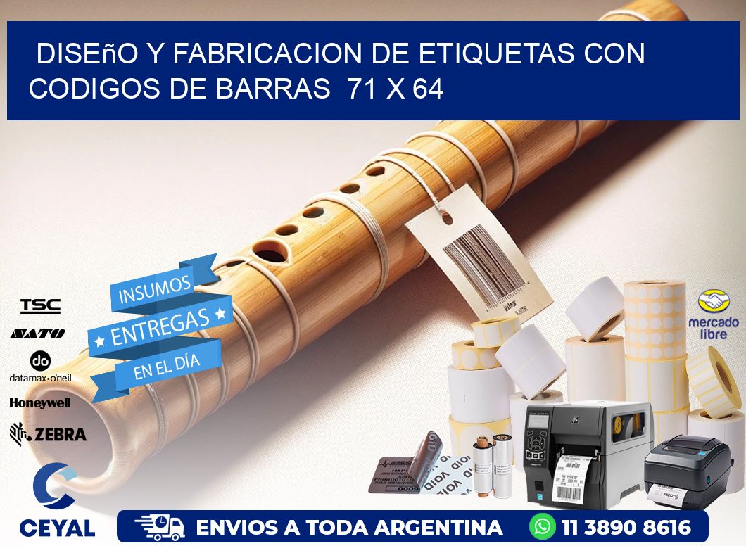 Diseño y Fabricacion de Etiquetas con Codigos de Barras  71 x 64