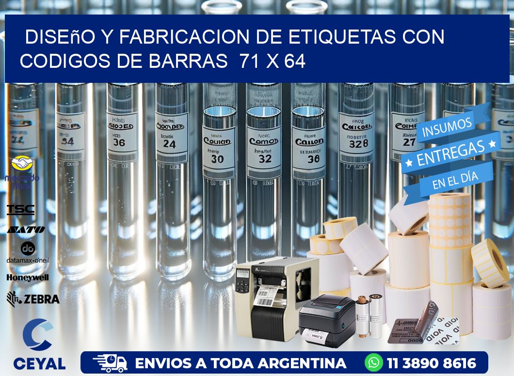 Diseño y Fabricacion de Etiquetas con Codigos de Barras  71 x 64