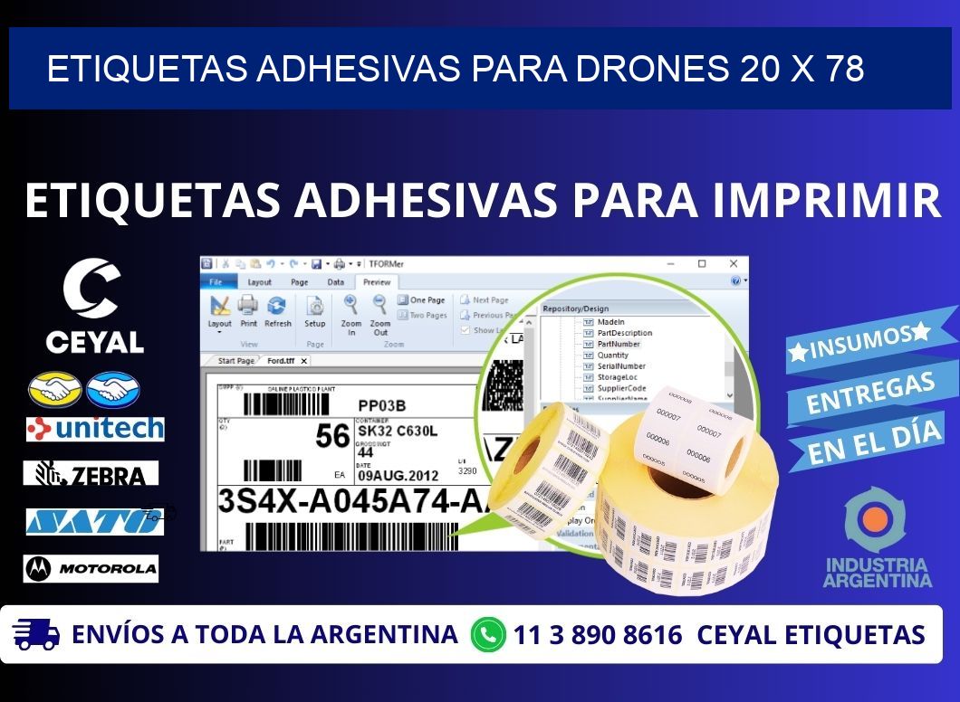 ETIQUETAS ADHESIVAS PARA DRONES 20 x 78