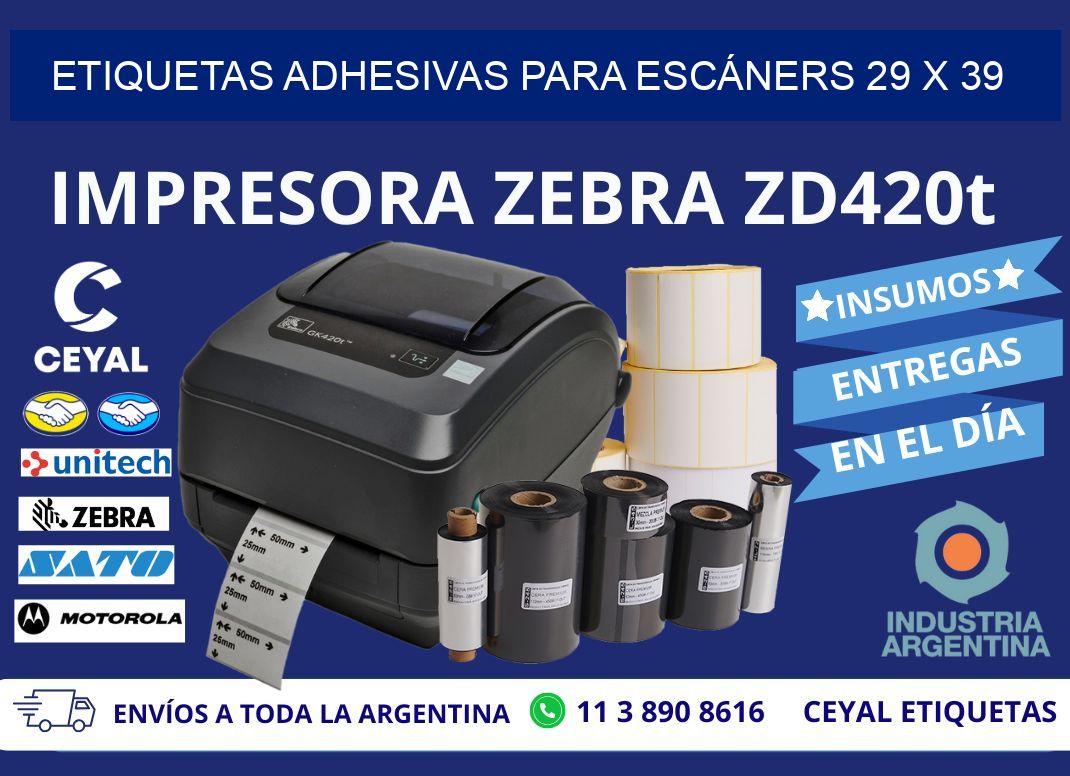ETIQUETAS ADHESIVAS PARA ESCÁNERS 29 x 39