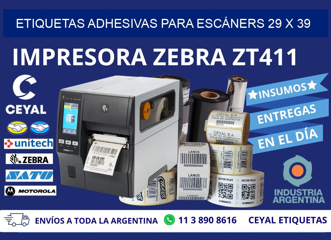ETIQUETAS ADHESIVAS PARA ESCÁNERS 29 x 39