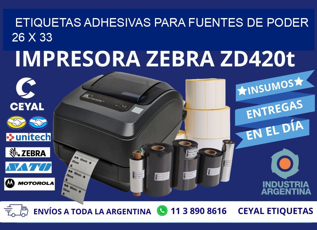 ETIQUETAS ADHESIVAS PARA FUENTES DE PODER 26 x 33