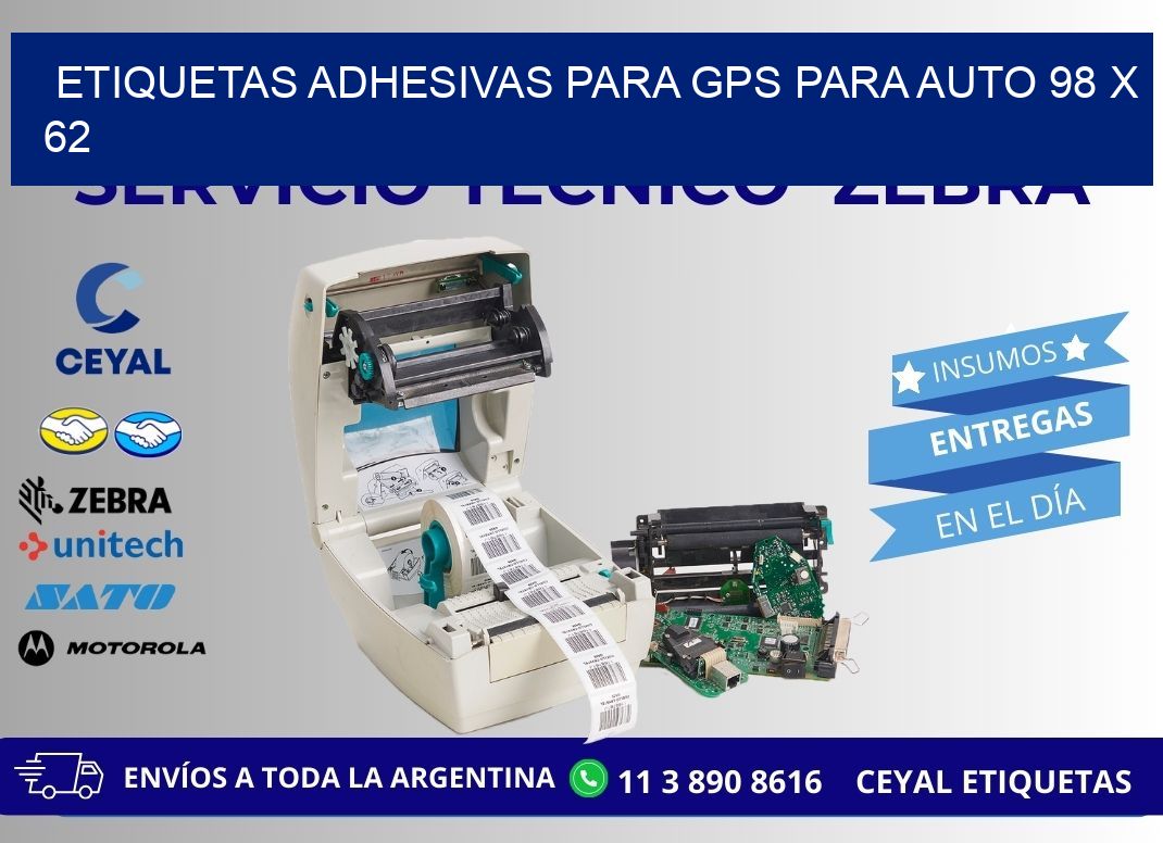 ETIQUETAS ADHESIVAS PARA GPS PARA AUTO 98 x 62