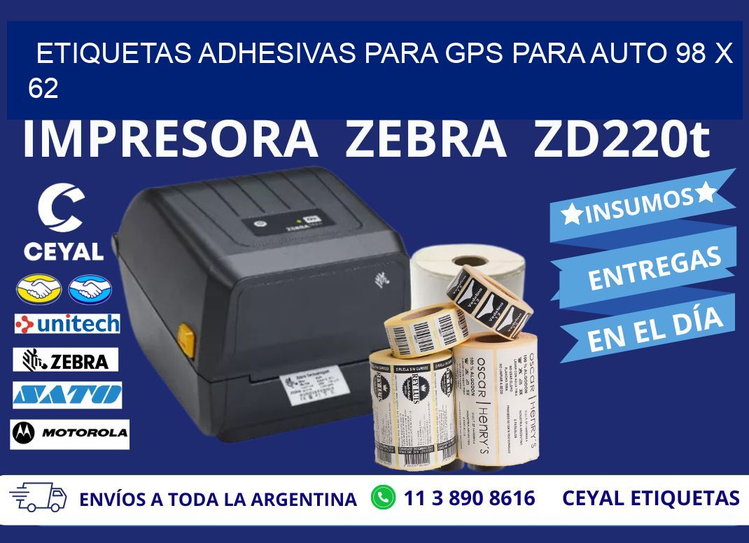 ETIQUETAS ADHESIVAS PARA GPS PARA AUTO 98 x 62